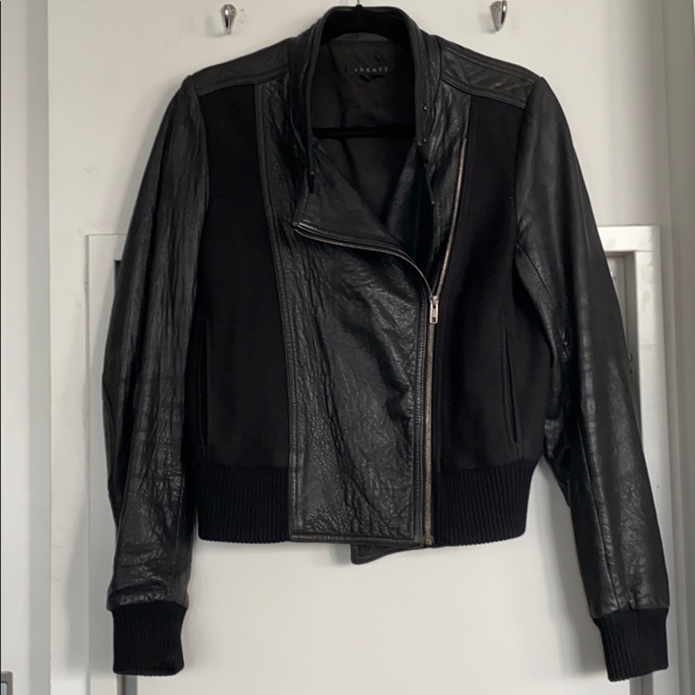 Theory leather bomber jacket - Medium